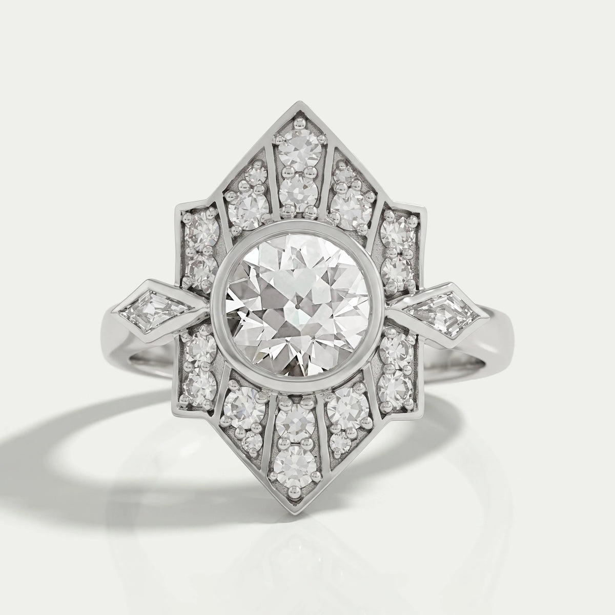 Old European Round Cut Bezel Set Vintage Engagement Ring Rings