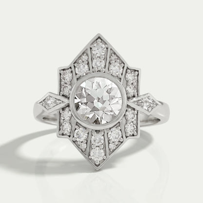 Old European Round Cut Bezel Set Vintage Engagement Ring