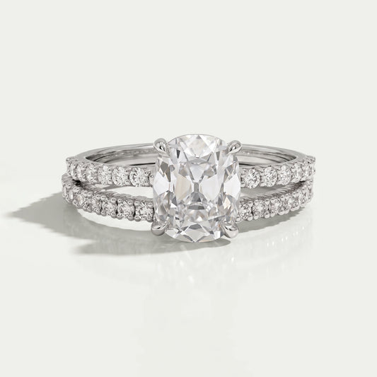 Old Mine Cushion Cut Solitaire Accent Bridal Ring Set
