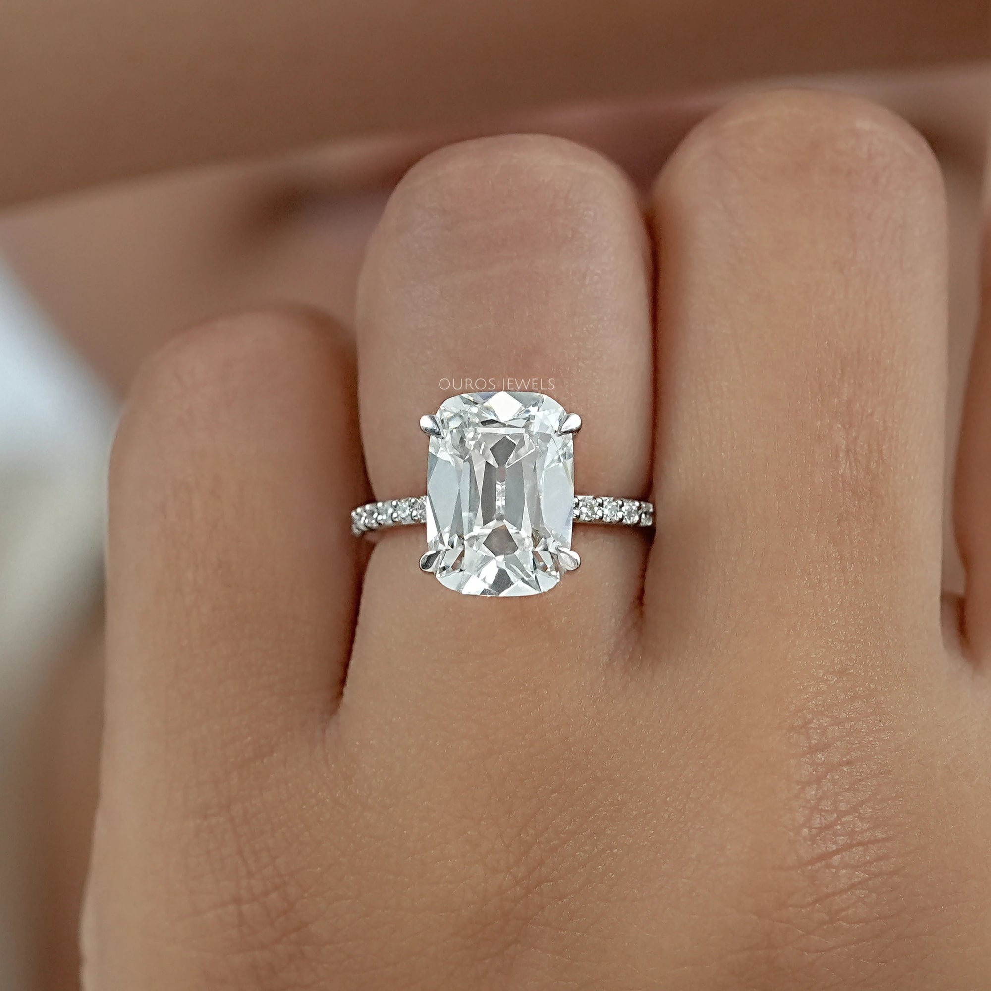 Old Mine Cushion Cut Solitaire Accent Ring Ring