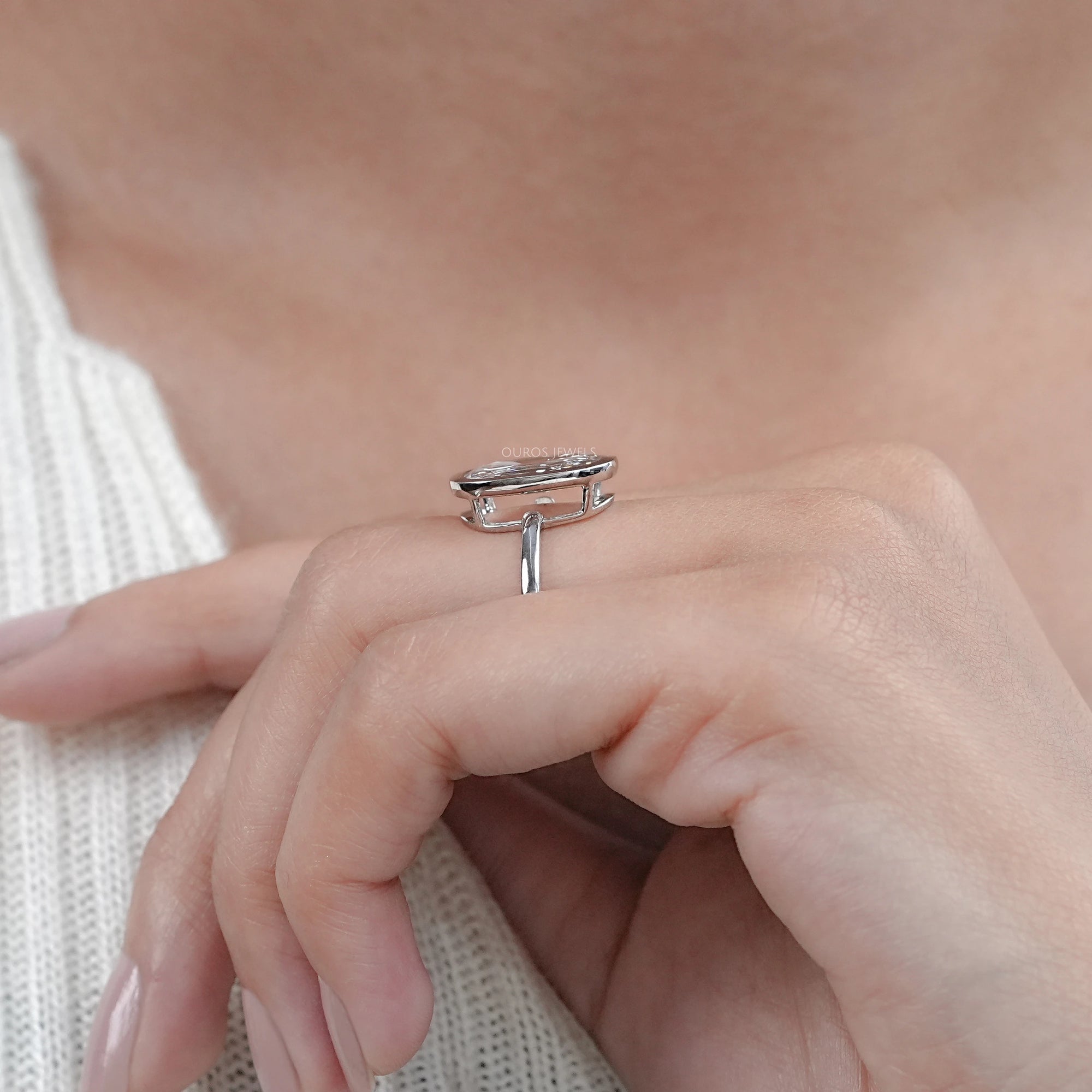 Old Mine Cushion Cut Bezel Set Solitaire Engagement Ring Rings