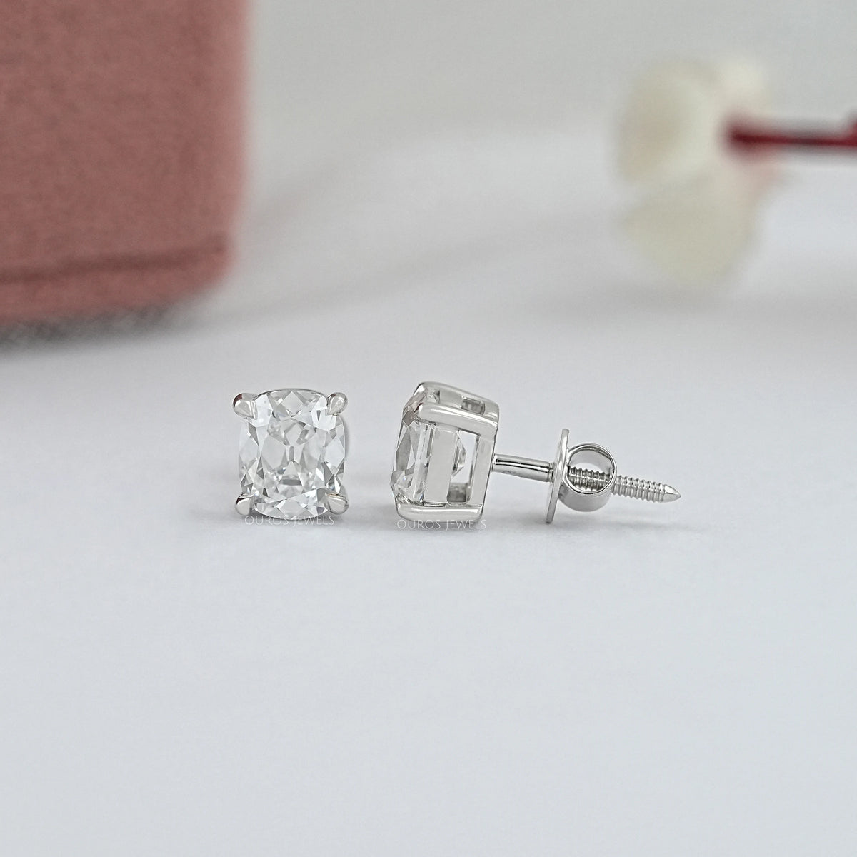 Old Mine Cushion Lab Diamond Stud Earring