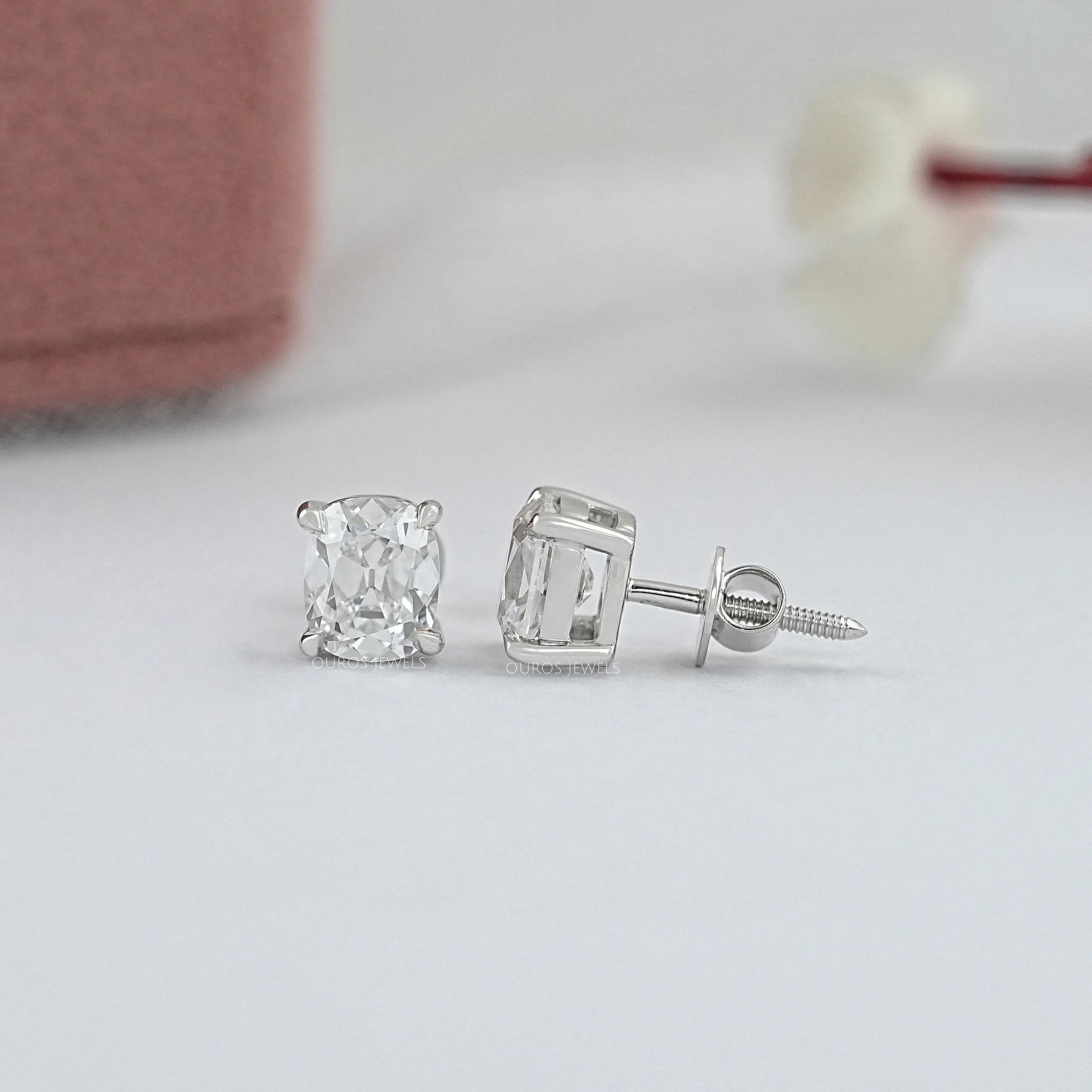 Old Mine Cushion Lab Diamond Stud Earring