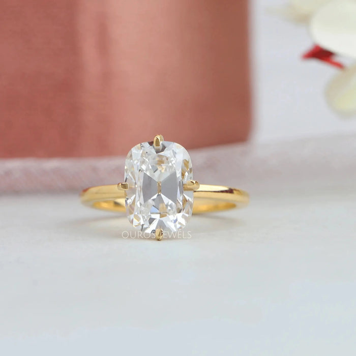 [Old Mine Cushion Cut Lab Diamond Engagement Ring]-[Ouros Jewels]
