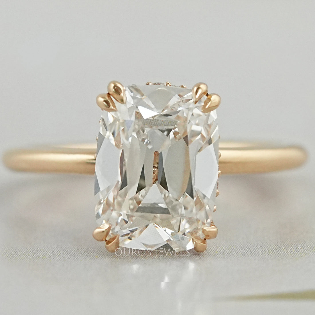 Old Mine Cushion Lab Diamond Solitaire Ring Rings