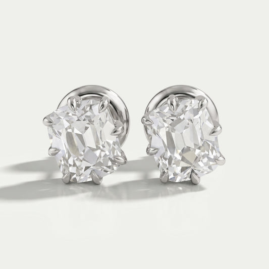 Old Mine Cushion Cut Lab Diamond Stud Earrings Earring