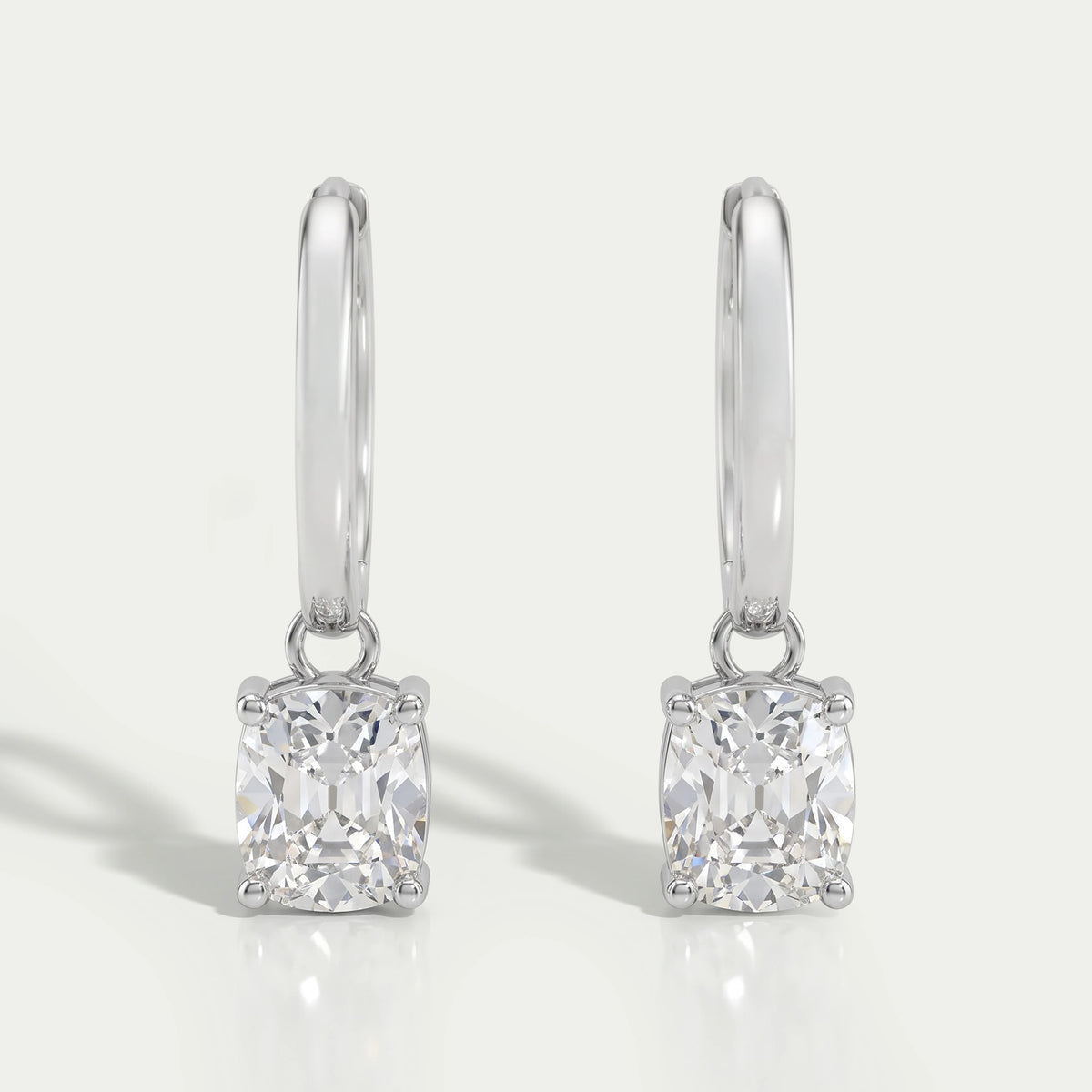Old Mine Cushion Cut Dangle Hoop Earrings
