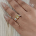 Fancy Yellow Old Mine Cushion Diamond Three Stone Ring Rings
