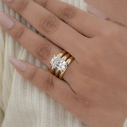 Old Mine Cushion Diamond Wide Wedding Band Ring