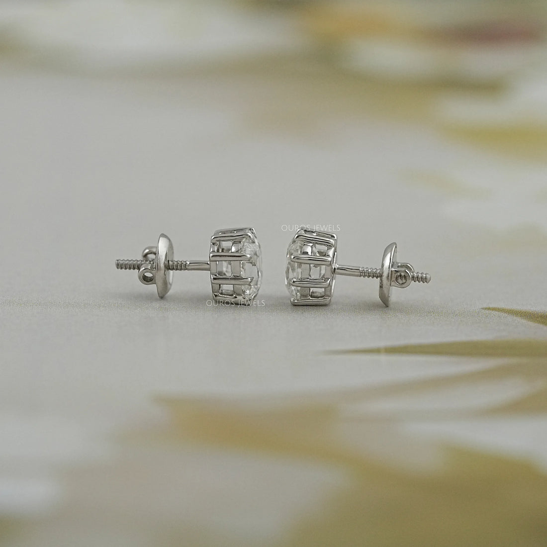 Old Mine Cushion Cut Lab Diamond Stud Earrings Earring