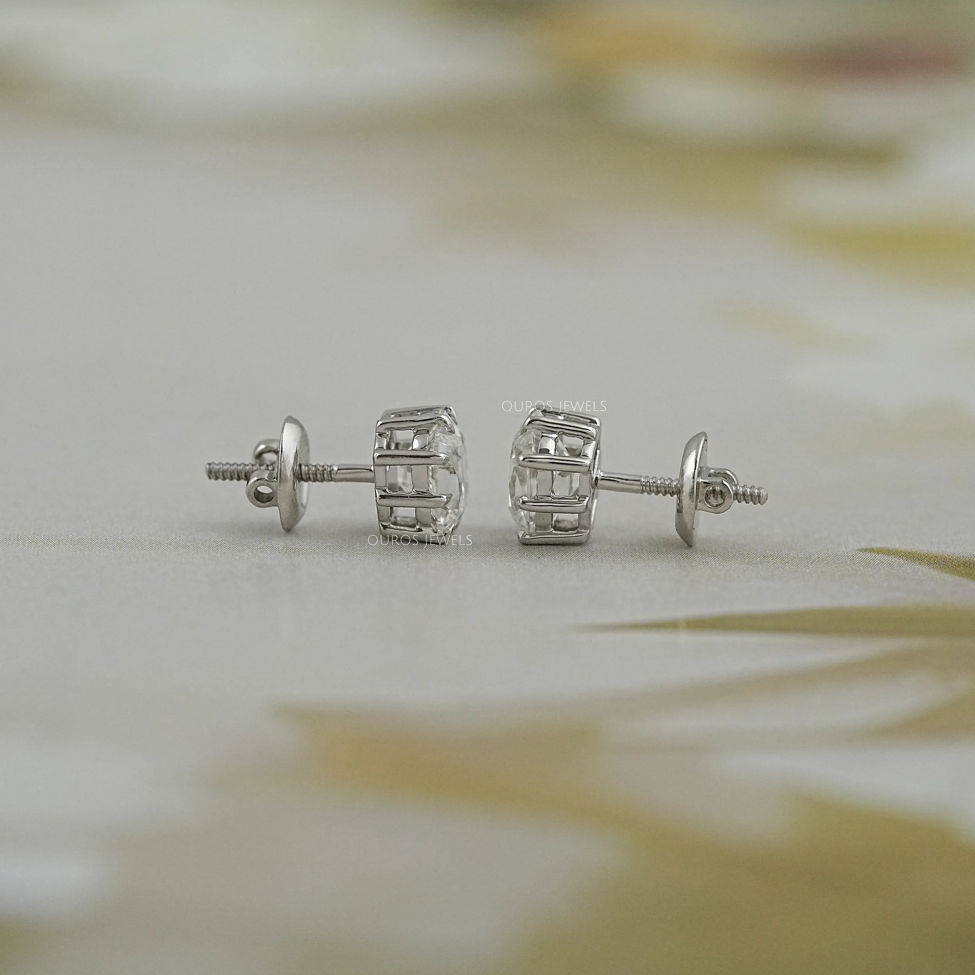 Old Mine Cushion Cut Lab Diamond Stud Earrings Earring