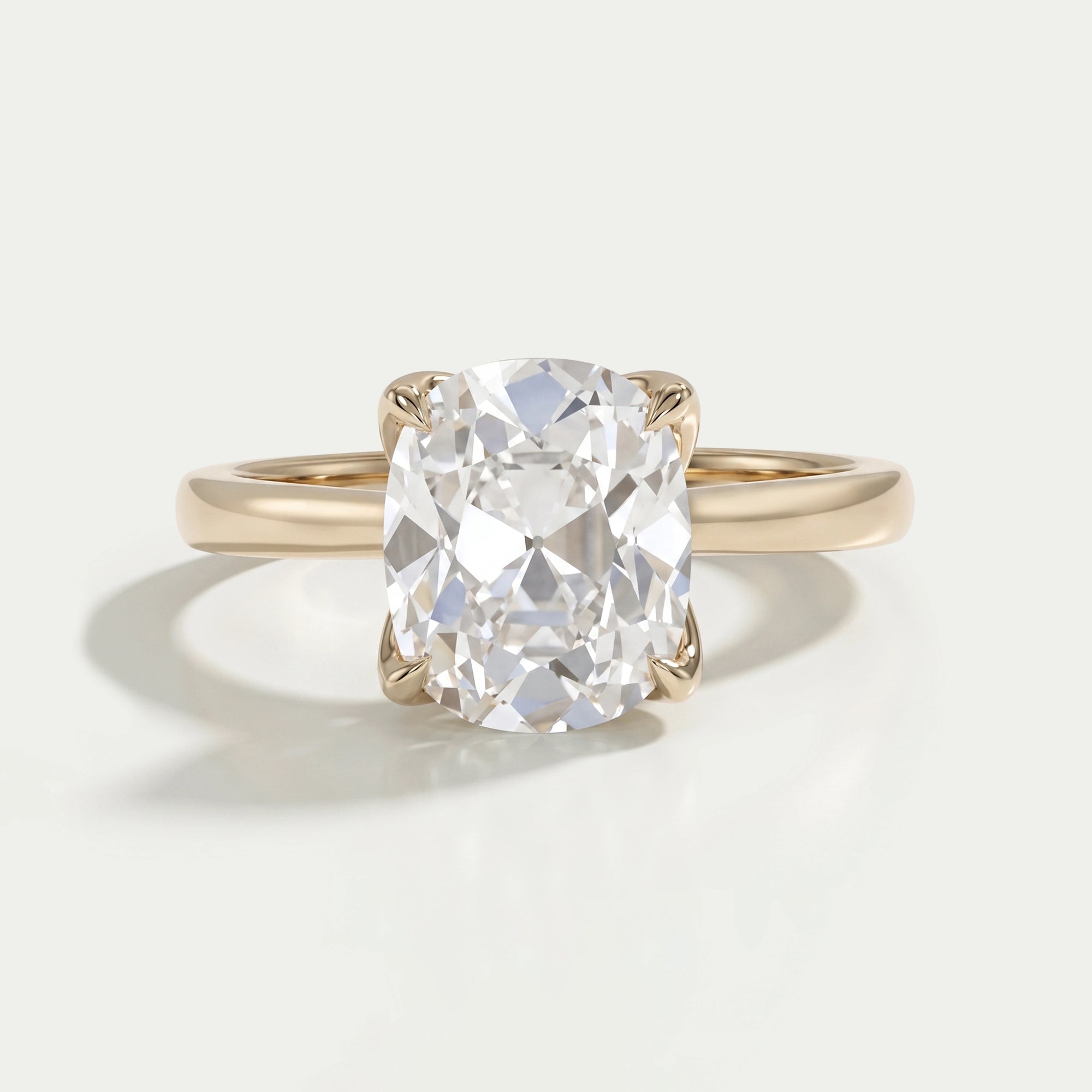 Old Mine Cushion Petal Solitaire Engagement Ring Ring
