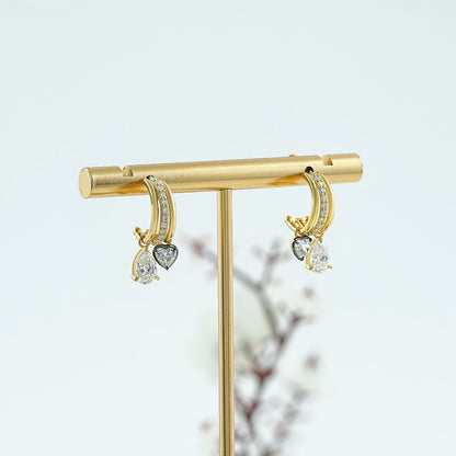 Multi Shape Diamond Tripset C Hoop Earrings