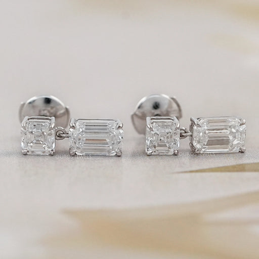 Old Mine Emerald And Asscher Diamond Drop Earrings Earrings