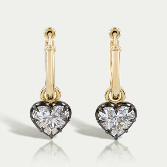 Old Mine Heart Cut Lab Diamond Dangle Earring Earring