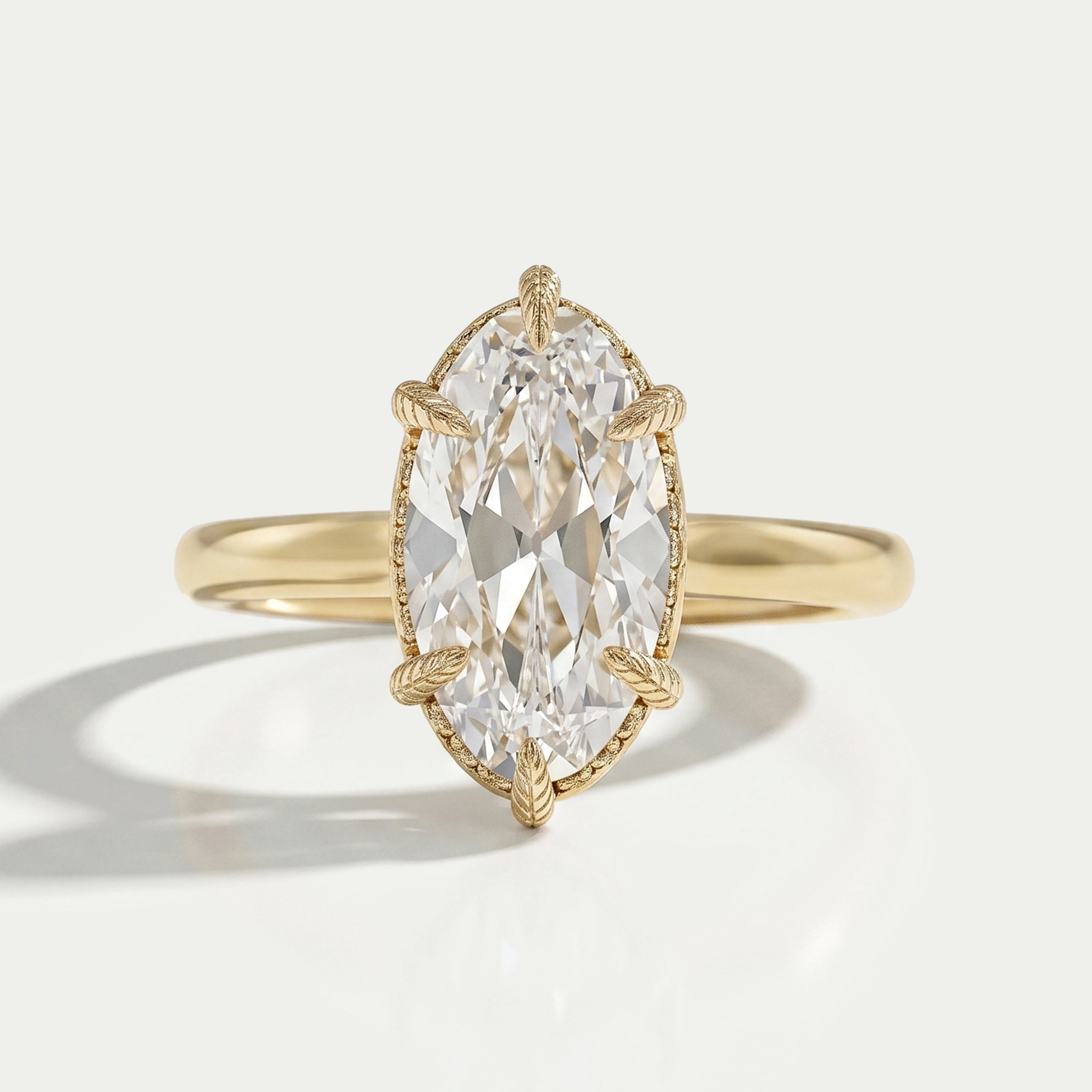 Ouros Jewels Old Mine Moval Cut Hidden Halo Engagement Ring