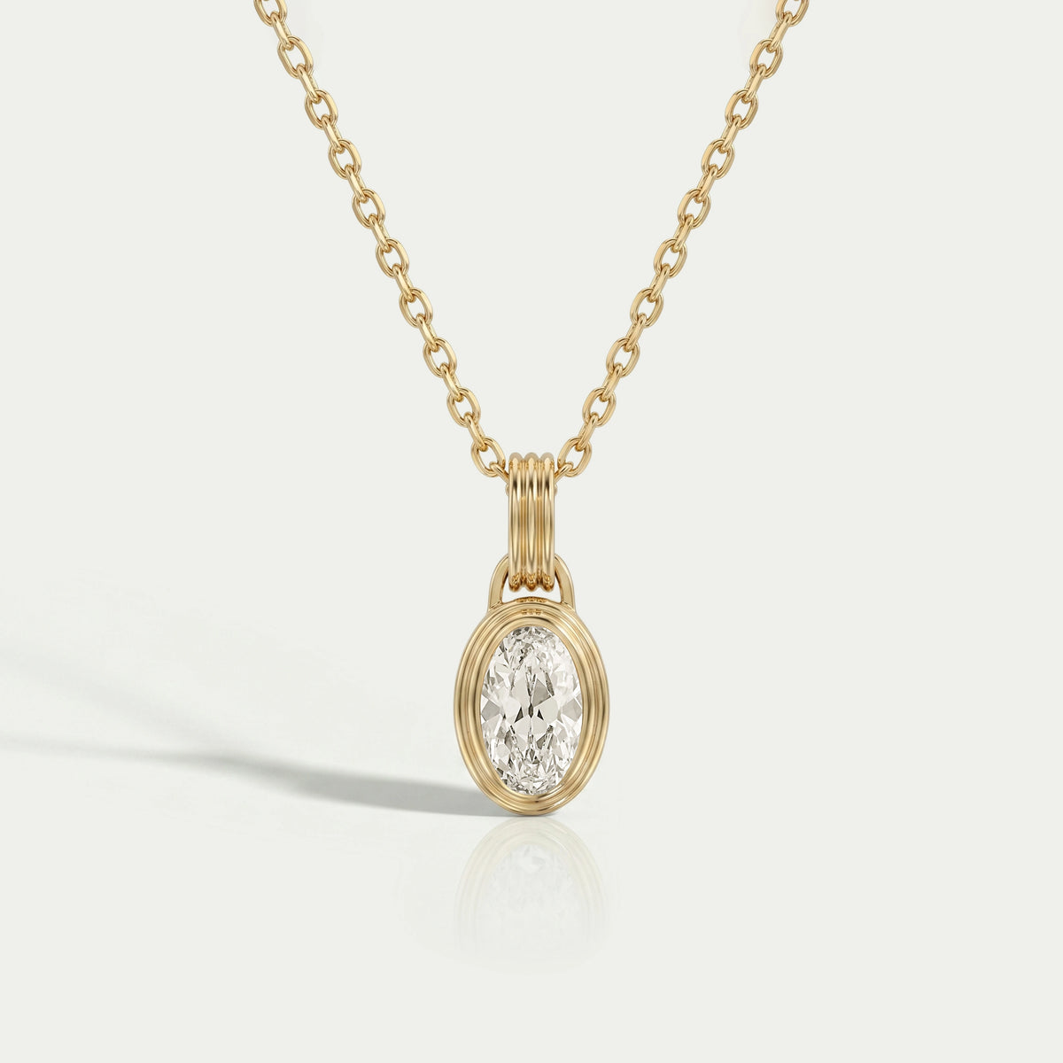 Old Mine Moval Lab Diamond Bezel Set Pendant Necklaces