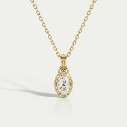 Old Mine Moval Lab Diamond Bezel Set Pendant