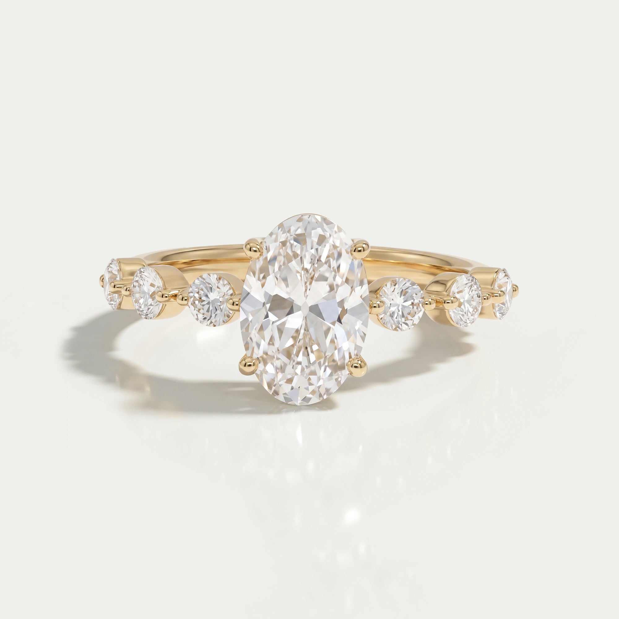 Old Mine Moval Cut Solitaire Accent Engagement Ring Ring