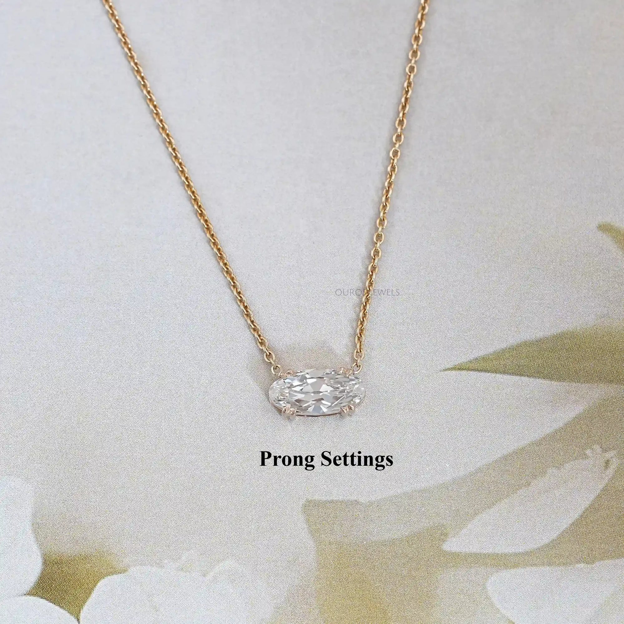 East West Old Mine Moval Lab Diamond Solitaire Pendant Necklaces