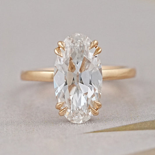 Old Mine Moval Cut Solitaire Engagement Ring Rings