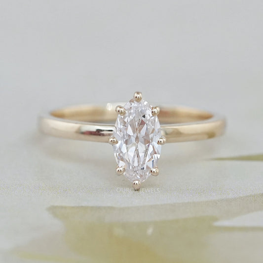 Old Mine Moval Cut Solitaire Engagement Ring Rings