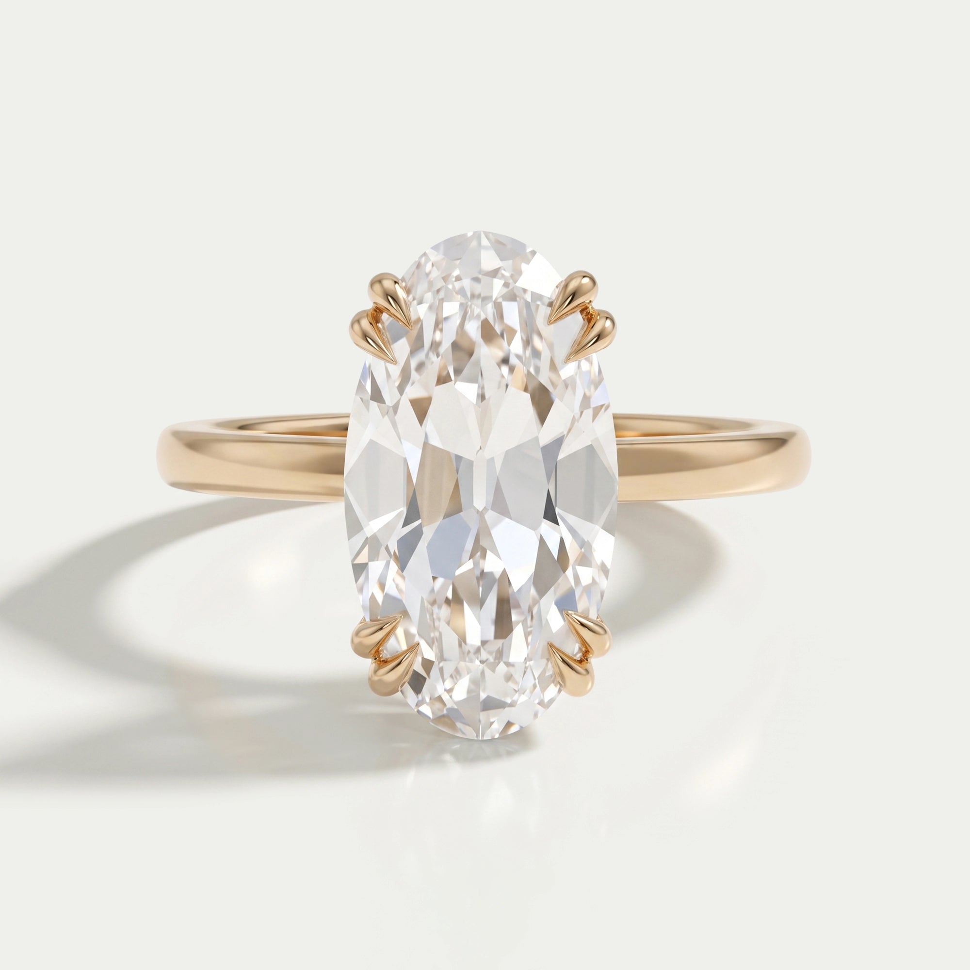 Old Mine Moval Cut Solitaire Engagement Ring Rings