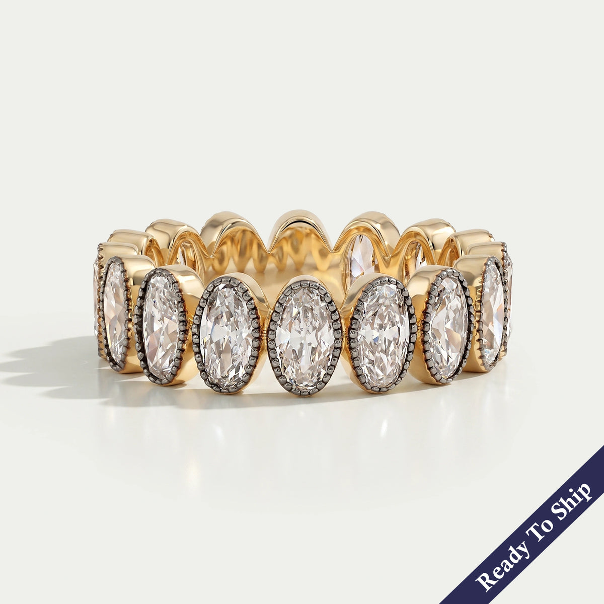 Old Mine Oval Lab Diamond Eternity Band Ring