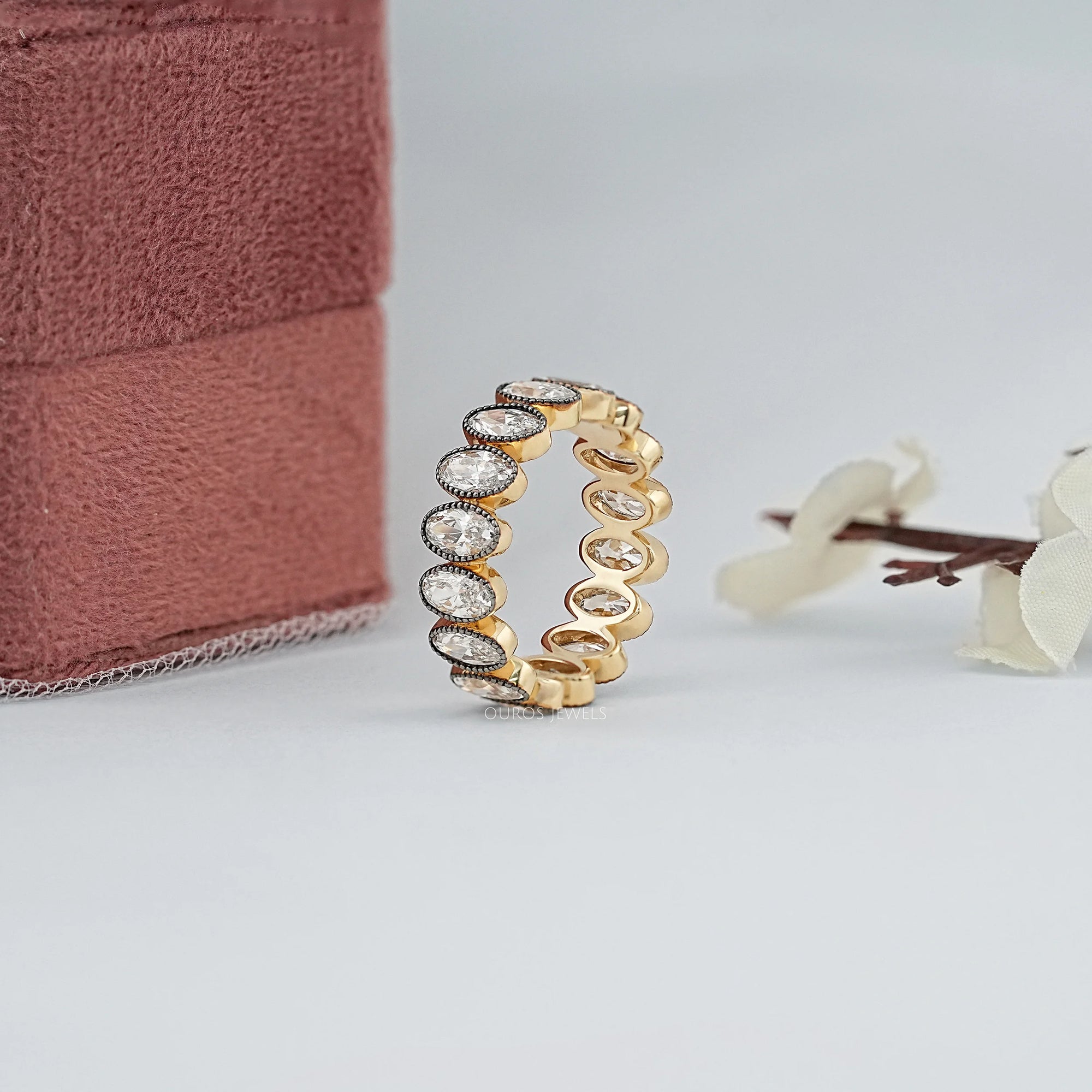 Old Mine Oval Lab Diamond Eternity Band Ring