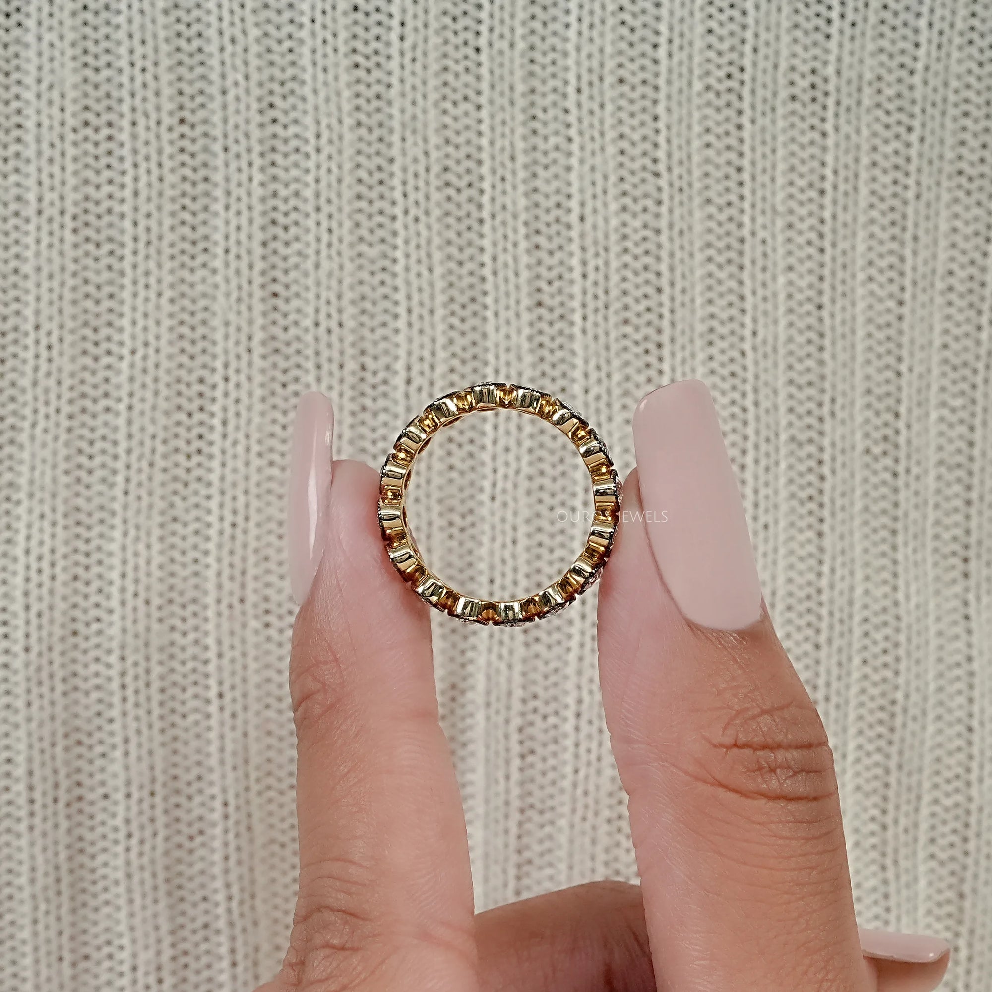 Old Mine Oval Lab Diamond Eternity Band Ring