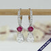 Old Mine Pear Diamond And Ruby Cushion Drop Hoop Earrings Earrings