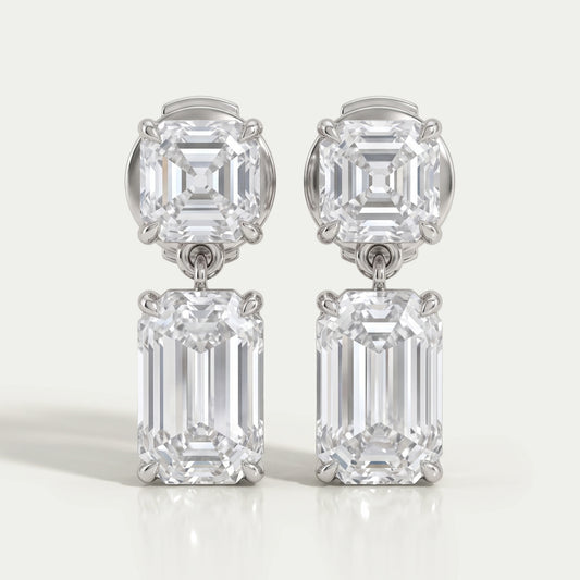 Old Mine Emerald And Asscher Diamond Drop Earrings Earrings