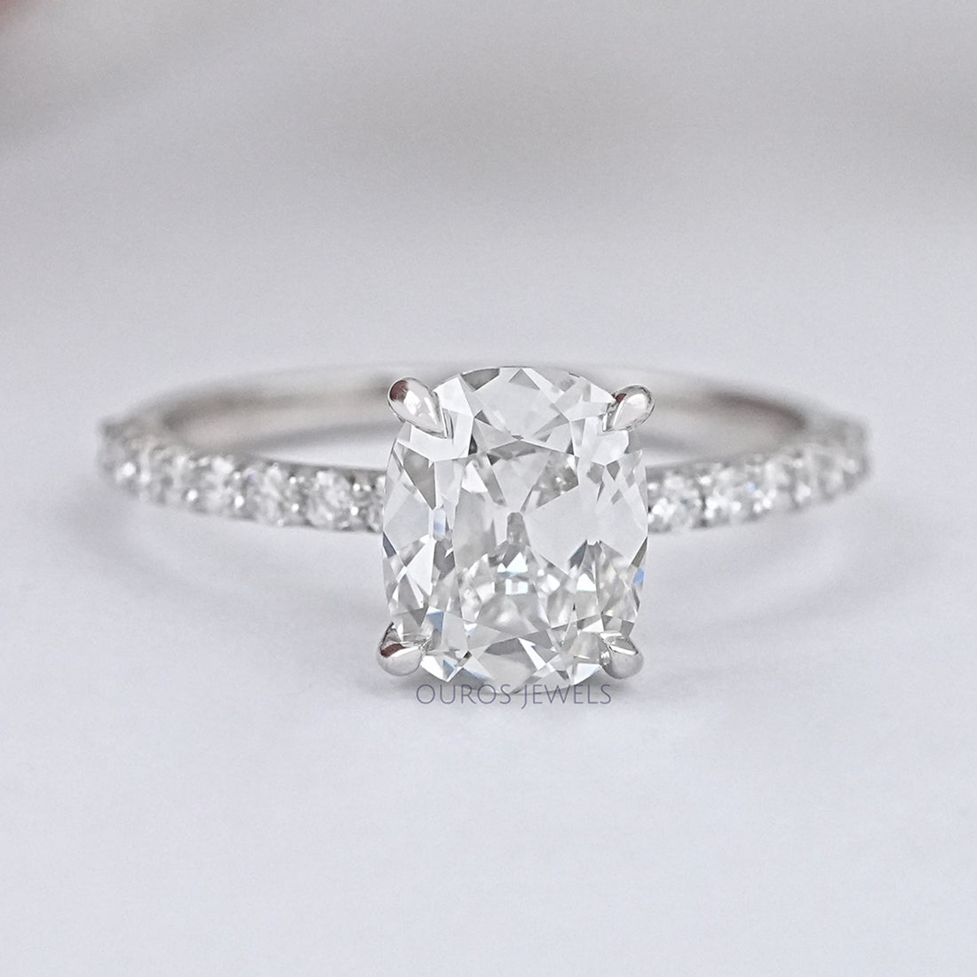 Old Mine Cushion Cut Solitaire Accent Ring Ring