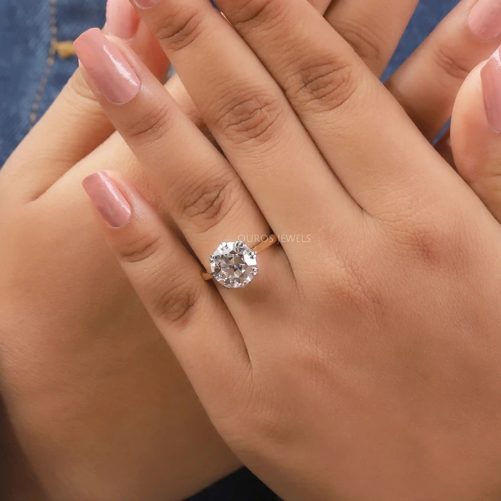 Old European Round Cut Solitaire Engagement Ring Rings