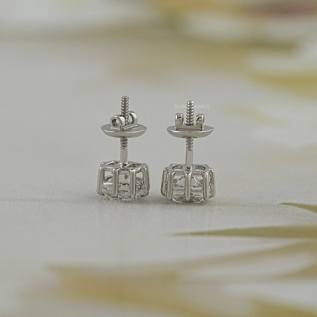 Old Mine Cushion Cut Lab Diamond Stud Earrings Earring