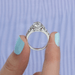 [Front side view of VS clarity lab diamond in vintage style engagement ring crafted with 925 silver]-[Ouros Jewels]