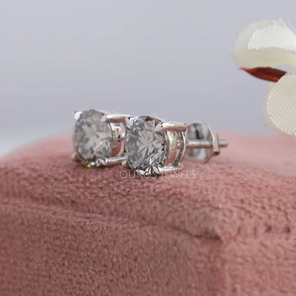 Olive Round Cut Lab Diamond Stud Earrings Earring