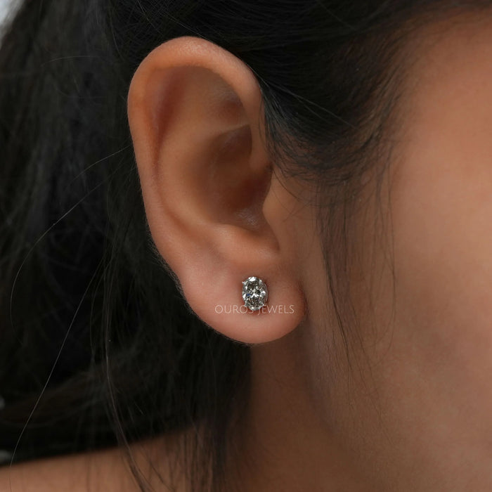 Olive Oval Cut Solitaire Stud Earrings Earring