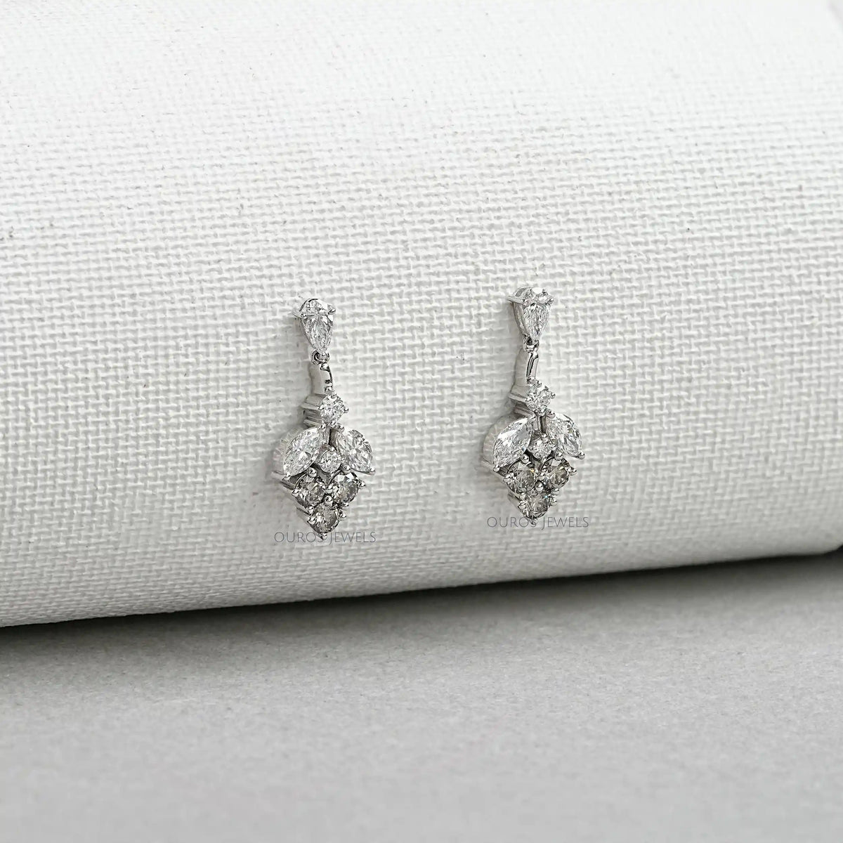 Olive Round Shape Cluster Diamond Earrings Earrings
