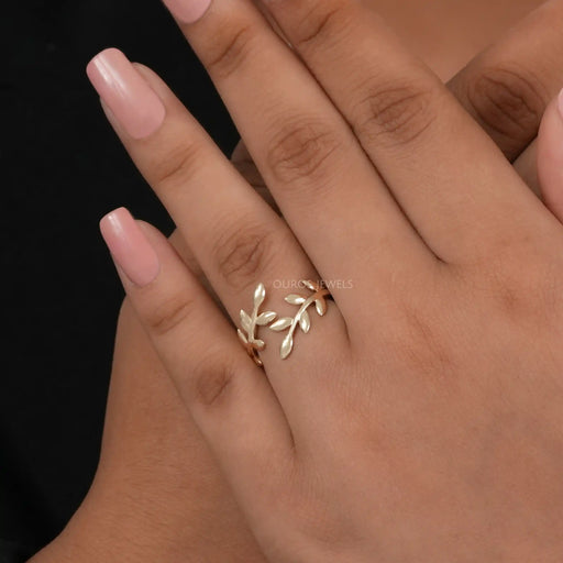 [Olive Leaf Bypass Ring]-[Ouros Jewels]