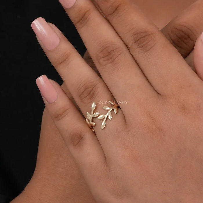[Olive Leaf Bypass Ring]-[Ouros Jewels]
