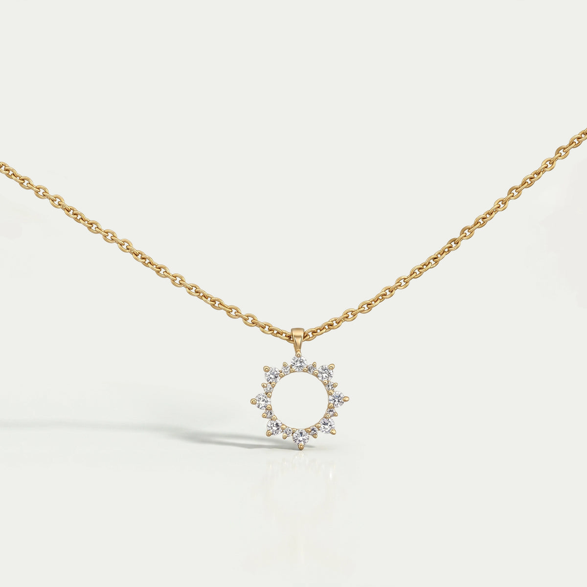 Open Circle Round Diamond Pendant Necklaces