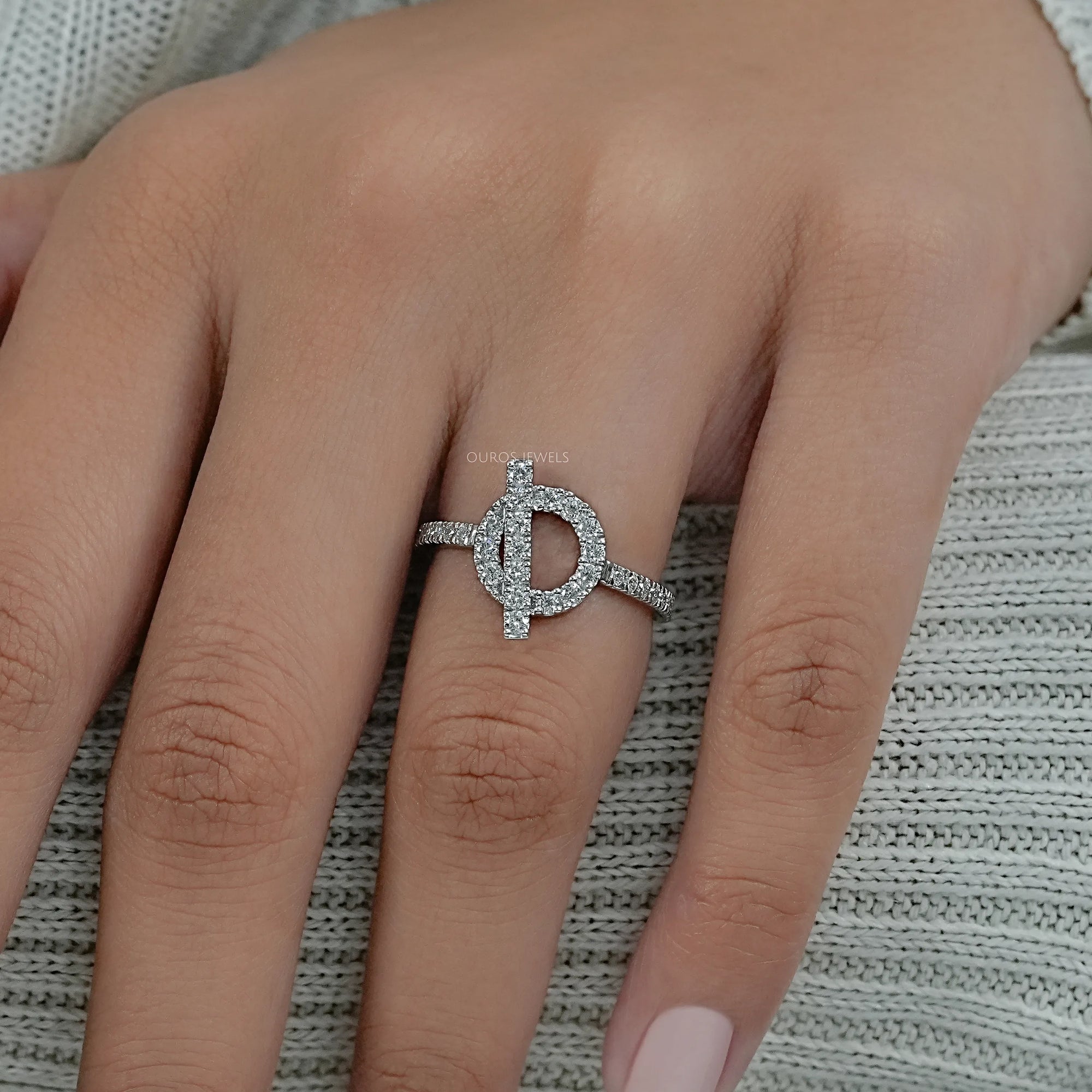 Open Circle Round Diamond Loop Engagement Ring