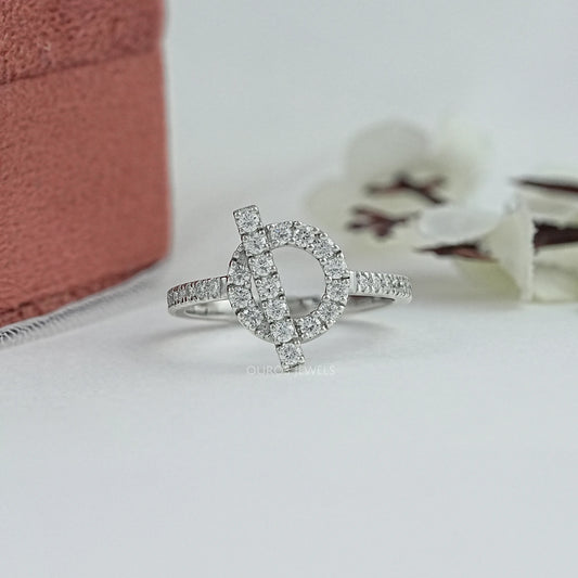 Open Circle Round Diamond Loop Engagement Ring
