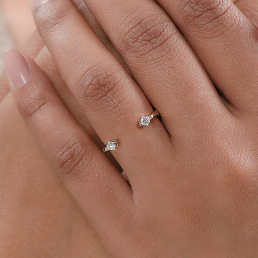 A Women wearing Kite Cut Lab Diamond Ring 