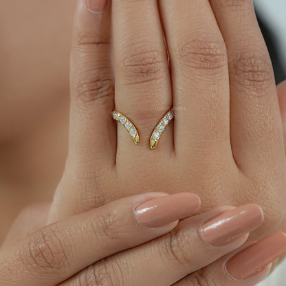 Open Cuff Lab Diamond Curved Wedding Band