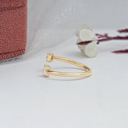 Two Stone Lab Diamond Open Cuff Ring Ring
