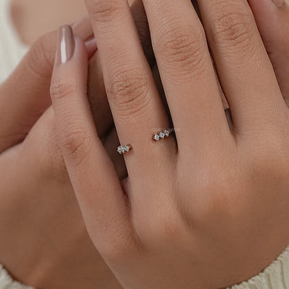 Round Diamond Open Cuff Wedding Ring Ring
