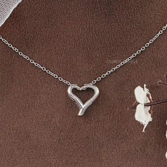 Open Heart Round Lab Diamond Pendant Necklaces