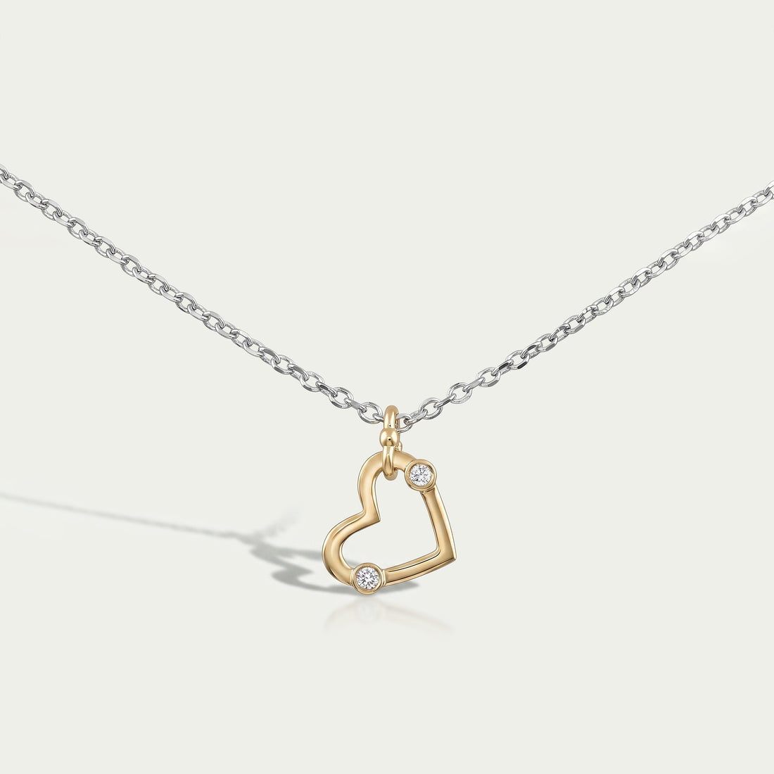 Lab Diamond Open Heart Shape Pendant Necklaces